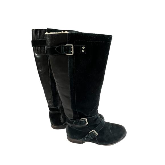 UGG Cyndee Riding Boots Suede and Leather Black, Sherpa Lined, Size 7 - Picture 8 of 10